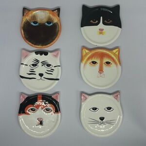 6 Vintage Cat Coasters